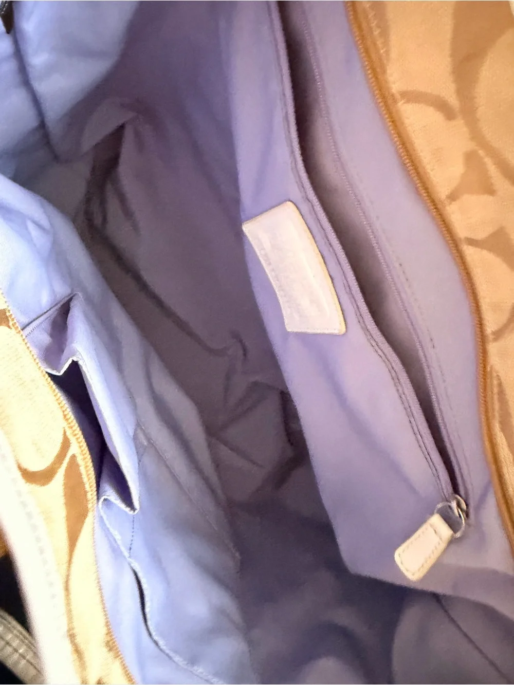 Coach Tan and Cream Signature Canvas Tote
